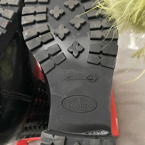 Valentino Black Rockstud Rubber Rainboots 38 US 7 Preowned - Picture 8 of 9
